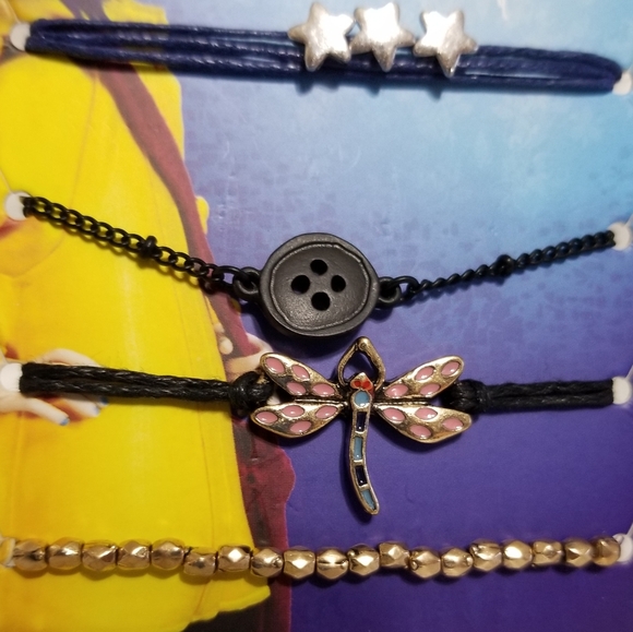 Coraline Dragonfly Button Stars Bracelet Set 4 Piece Bracelets Laika New - Picture 3 of 16